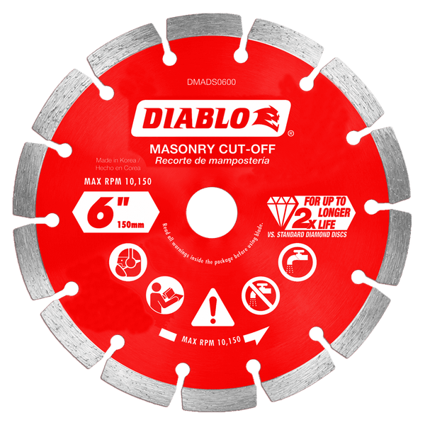 6 in. Diamond Segmented Cut-Off Discs for Masonry