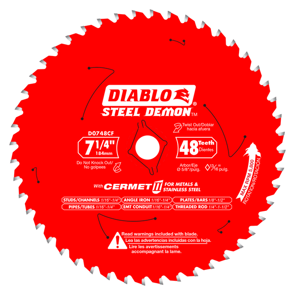 7-1/4 in. x 48 Tooth Steel Demon Cermet II Saw Blade for Metals and Stainless Steel