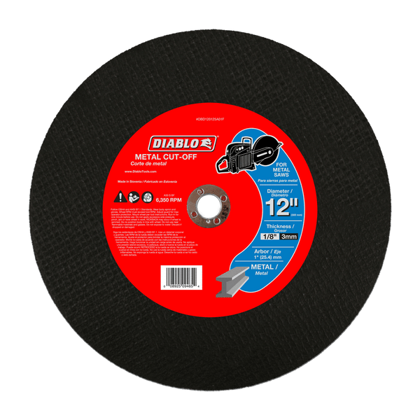12 in. Metal High Speed Cut Off Disc 1 in.